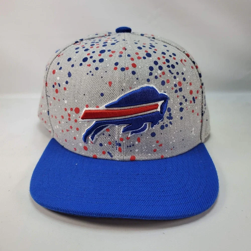 NFL Team Apparel Buffalo Bills Hat Youth OSFM Gray Blue Paint Splatter Snapback